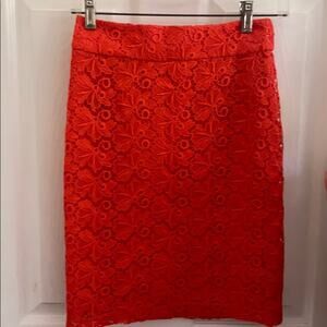 Ann Taylor 00P red lace NWT skirt